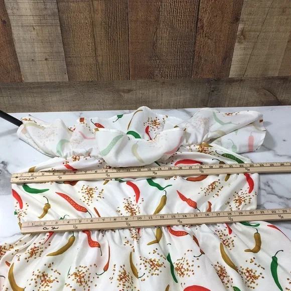 Lindy Bop White Chili Pepper Antonia Swing Dress Womens 20 Off The Shoulder - Picture 10 of 11